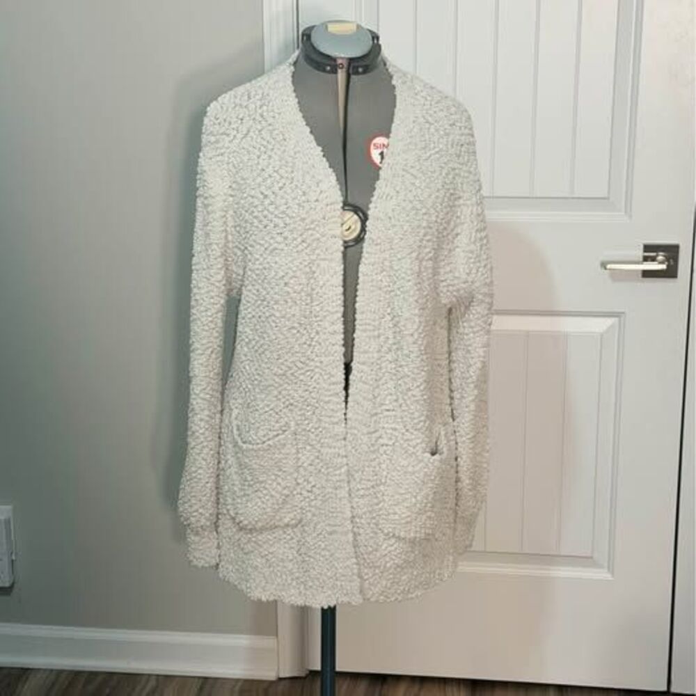 Zenana XL Popcorn Knit Cardigan 27” p‑p 32” length off‑white C7725